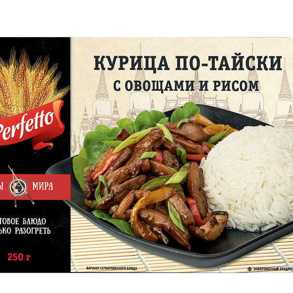 Курица по-тайски Российская корона Perfetto овощи-рис