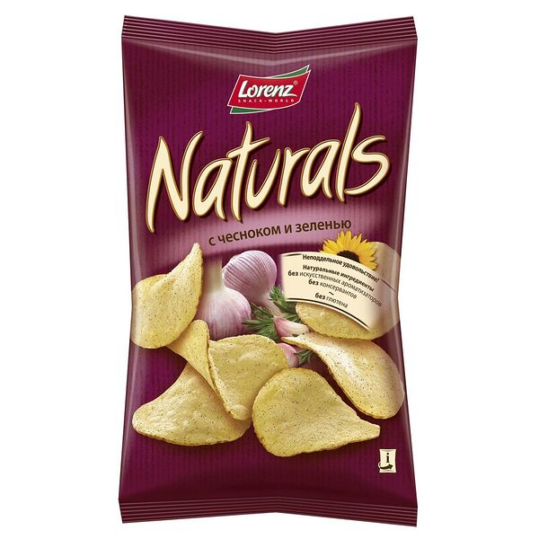 Чипсы картофельные Lorenz Naturals с чесноком и зеленью