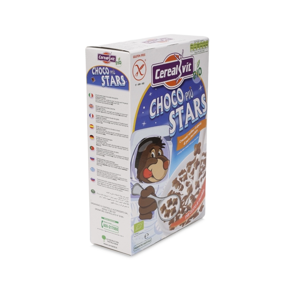

Хрустящие звездочки с черным шоколадом Био Чоко Пай Cerealvit 375г Италия
