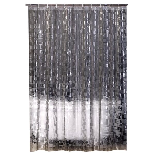 Занавеска для ванной Плитка серебристый, 180х180 см, PEVA