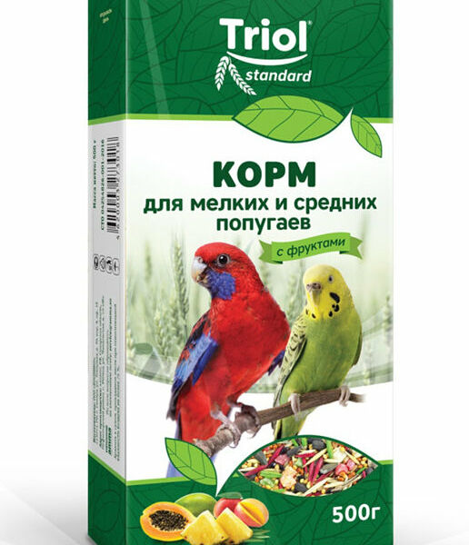 Корм Triol для мелких и средних попугаев с фруктами