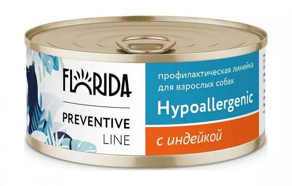 Консервы Florida Preventive Line Hypoallergenic для собак при пищевой аллергии с индейкой 