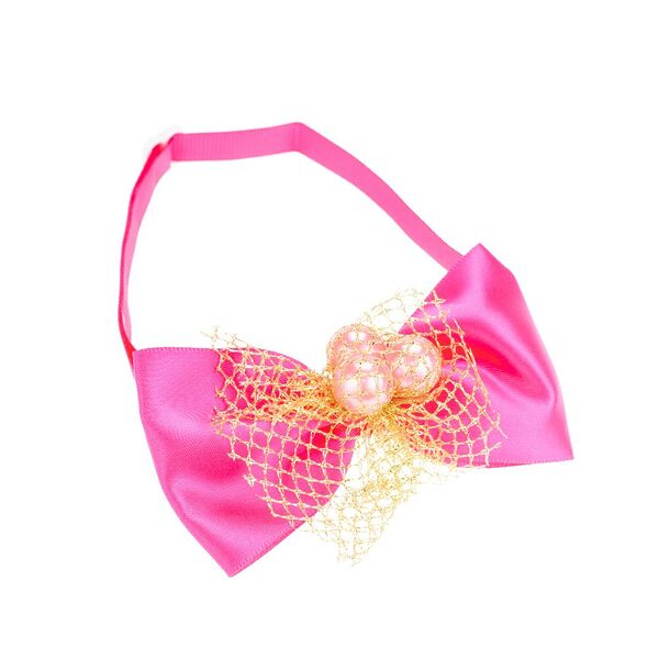 Галстук-бант розовый с жемчугом
