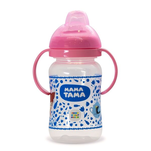 Поильник-непроливайка Мама Тама с силиконовым носиком от 6 мес 270мл цвет розовый
