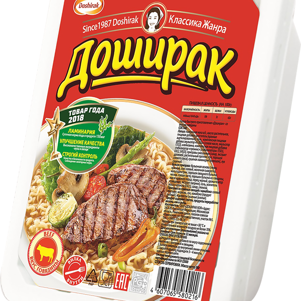Лапша Доширак быстрого приготовления со вкусом говядины, 90 г