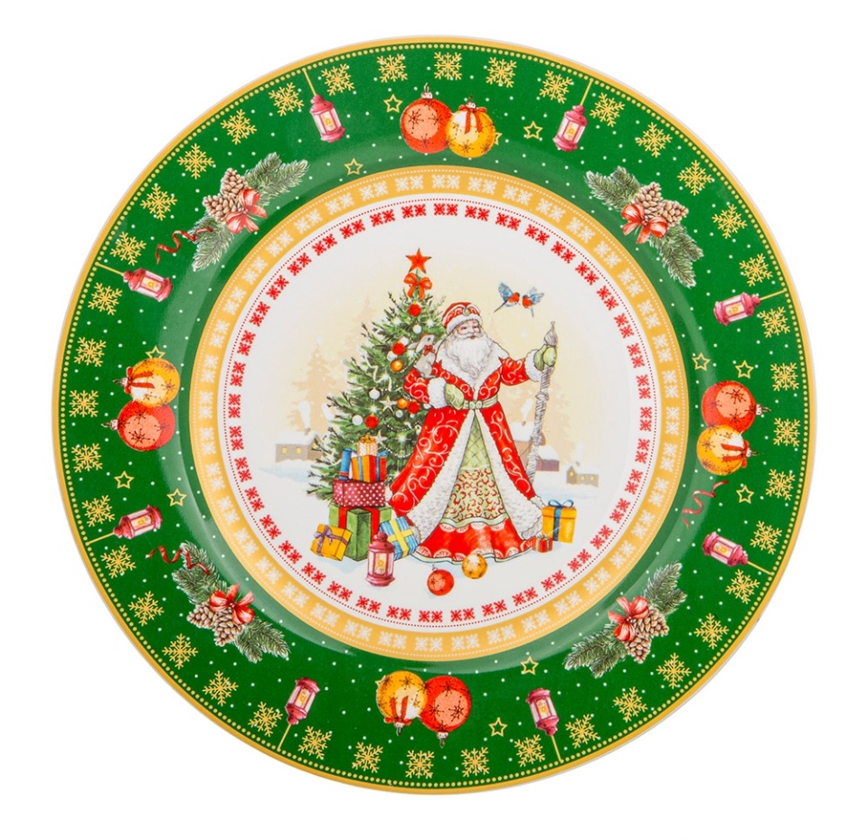

Тарелка закусочная Lefard Дед Мороз зеленая фарфор 20.5 см