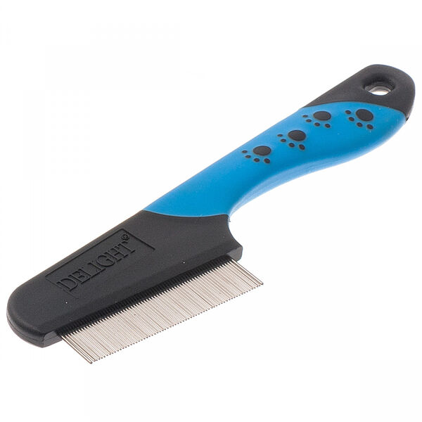 Расчёска для собак и кошек DeLIGHT противоблошиная 67 зубьев, с эргономичной ручкой