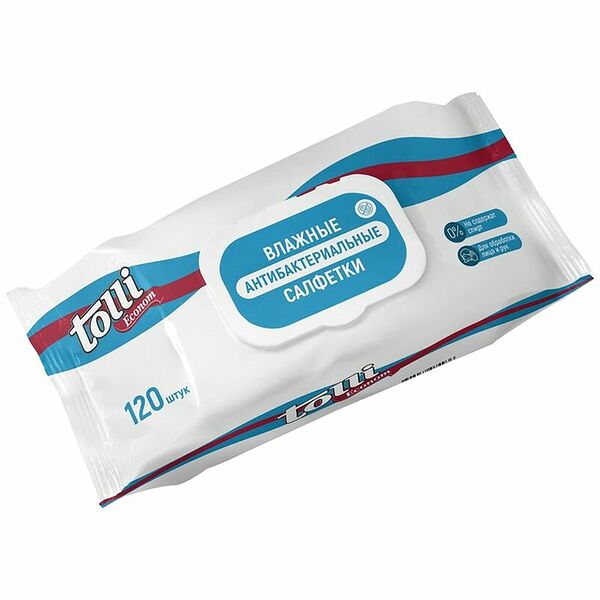 Cалфетки Tolli Econom Antiseptic влажные антибактериальные 120 шт