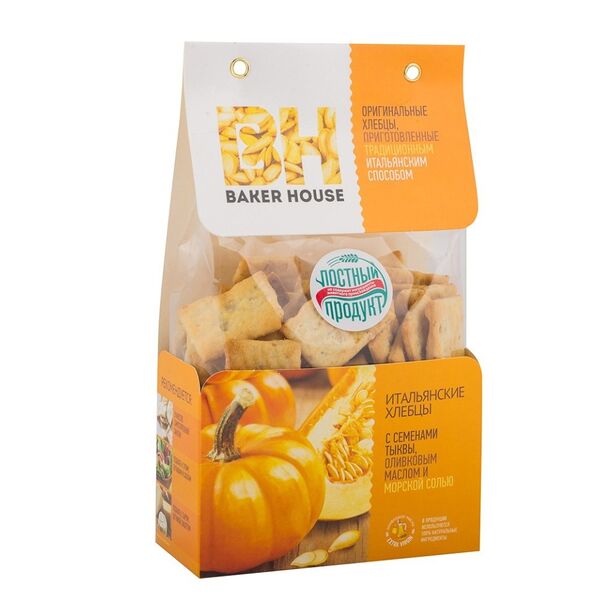 Хлебцы итальянские Baker House с семенами тыквы, оливковым маслом и морской солью