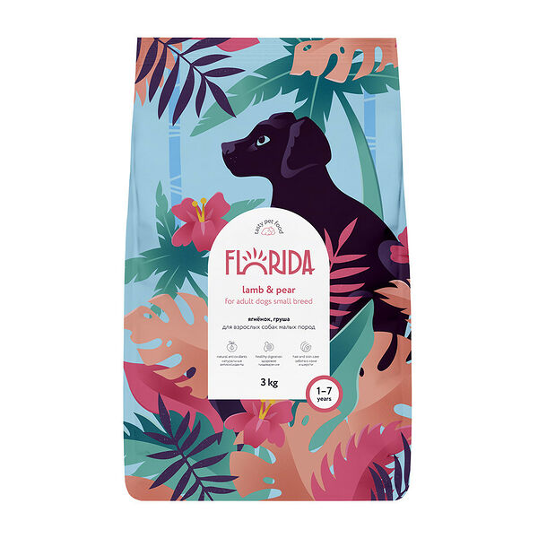 Сухой корм Florida для взрослых собак крупных пород Ягненок и груша