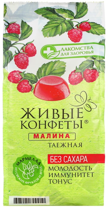 

Мармелад желейный Лакомства для здоровья Живые конфеты Малина 170 г