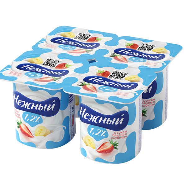 Продукт йогуртный Нежный с соком клубники 1,2%