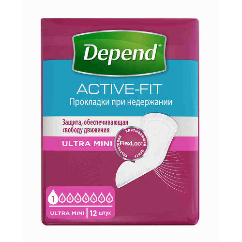 Depend прокладки урологические Ultra mini Liner № 12 шт