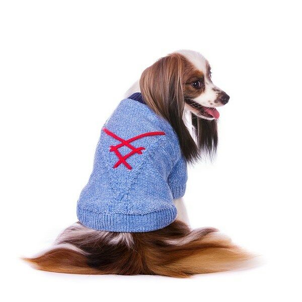 Свитер с завязками для собак 31см L голубой (унисекс)