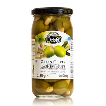 Оливки DELPHI зеленые фаршированные кешью в рассоле