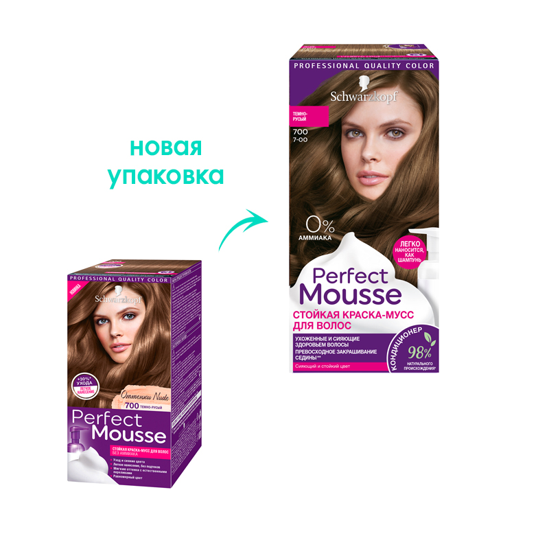 

Краска-мусс Schwarzkopf Perfect Mousse 700 Темно-русый, 92.5 мл