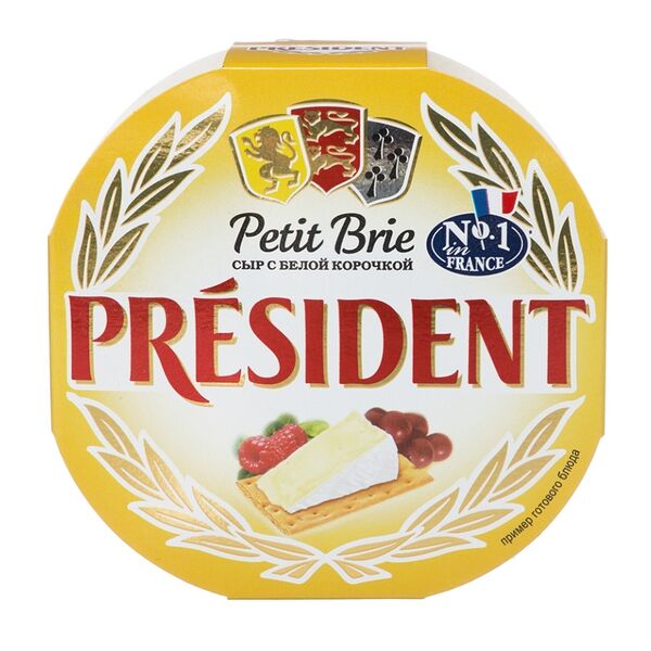 Сыр с плесенью бри President Petit Brie с белой корочкой 60%