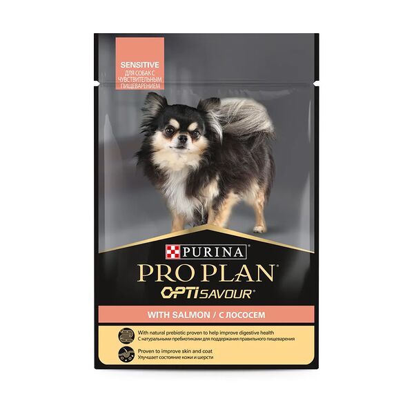 Pro Plan пауч для собак с чувствительным пищеварением мелких и карликовых пород Лосось