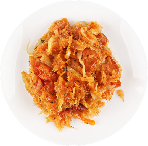 Капуста тушеная Лента Fresh с жареными колбасками весовая