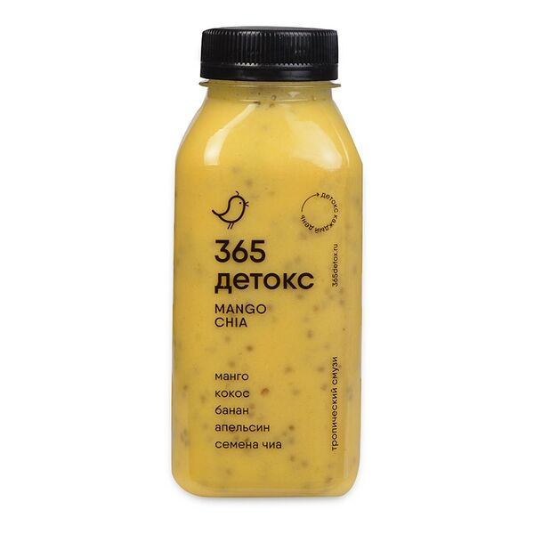 Напиток безалкогольный смузи тропический MANGO CHIA, 365 detox, 330 мл