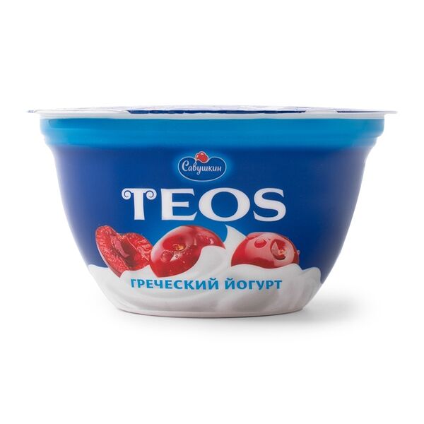 Йогурт греческий Савушкин TEOS вишня 2%, 140г