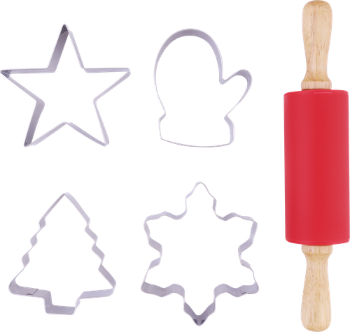 

Набор для выпечки Homeclub Traditions 6 предметов: скалка, коврик, 4 формы
