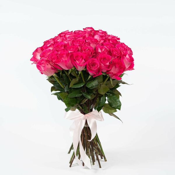 25 розовых роз 60-70см