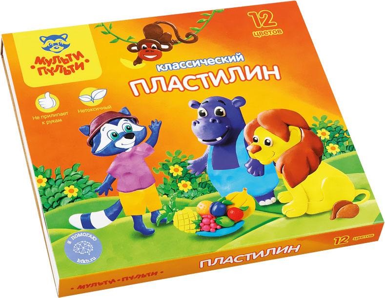 

Пластилин Рельеф-центр Мульти-Пульти 12цветов со стеком