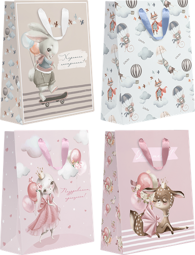 Пакет подарочный Kids 31,5х25,5х11см, в ассортименте 