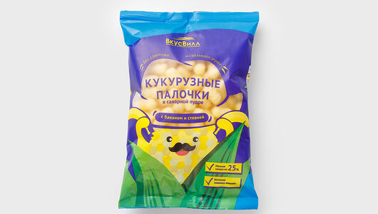 Палочки кукурузные в сахарной пудре с бананом и стевией