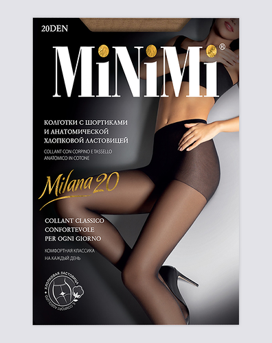 Колготки женские MINIMI Milana 20 den caramello 3, с шортиками