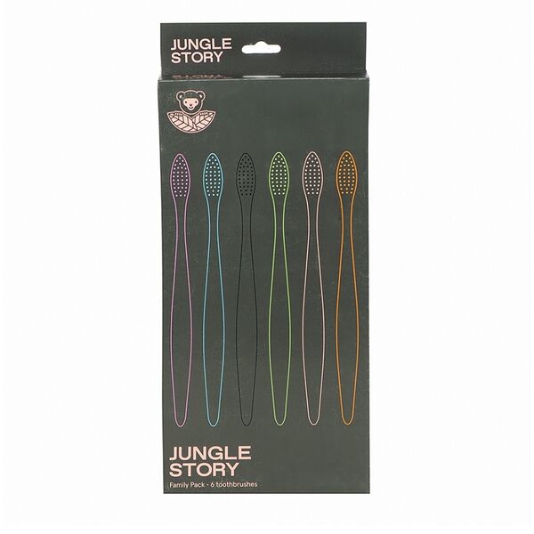 Зубные щетки Jungle Story бамбуковые мягкие, 6 шт.