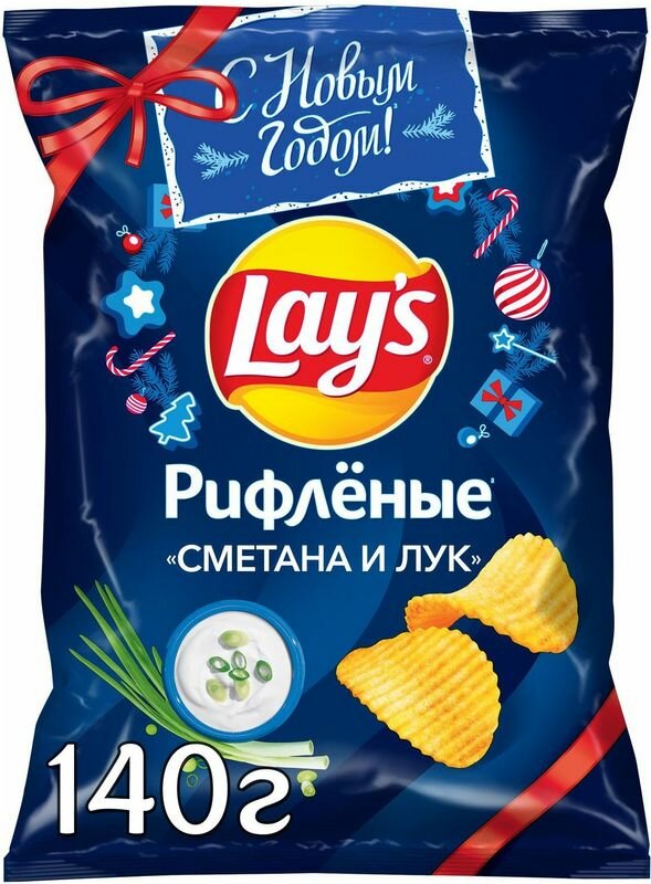 Купить Чипсы Lay's Сметана и лук рифленые 140г по низкой цене с быстрой ...