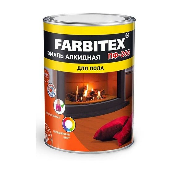 Эмаль ПФ-266 Farbitex ФАРБЕН, желто-коричневая, 0,8кг