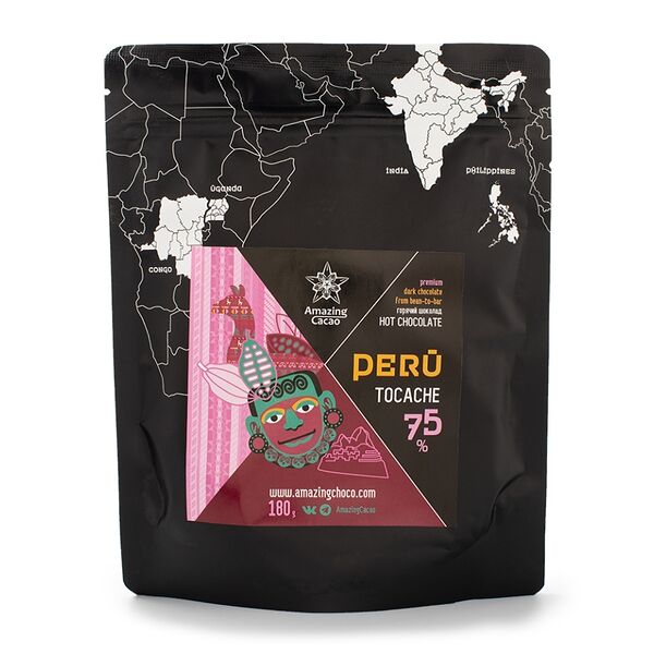 Горячий шоколад Amazing cacao Peru Tocache 75% 180г, Россия