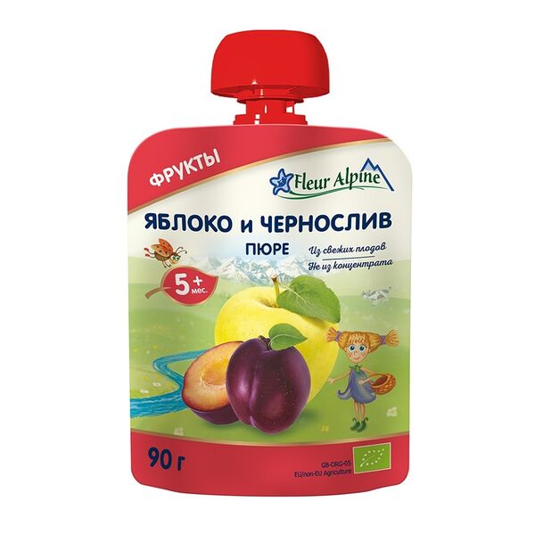 Пюре Fleur Alpine Organic яблоко и чернослив 90г