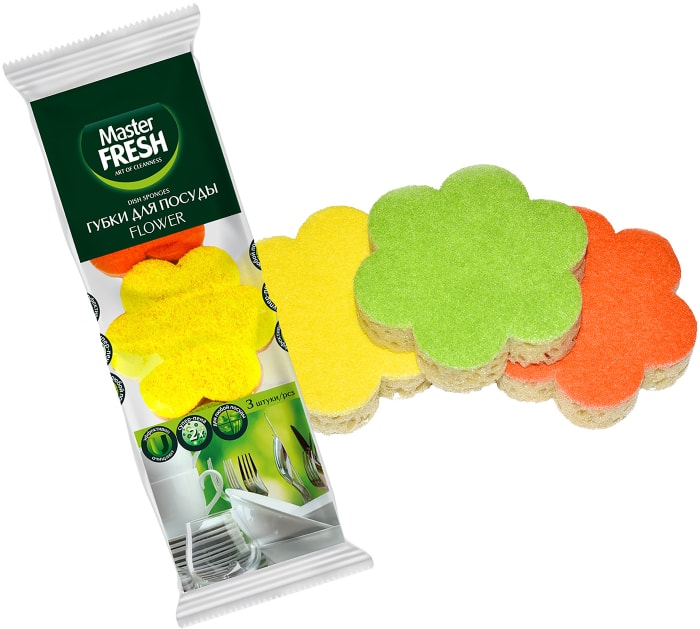 

Губки для посуды Master Fresh Flower Антибактериальные, 3 шт