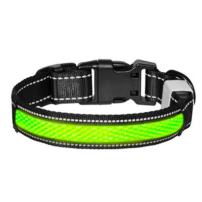 Светодиодный ошейник Tappi Мэнни зелёный, размер S, 2,5x40 см