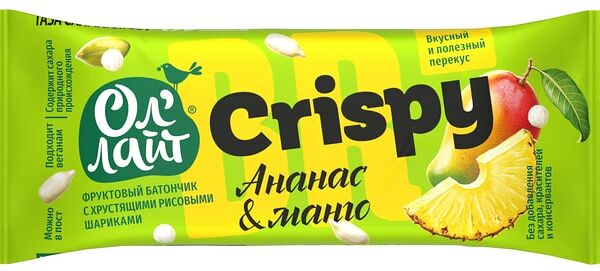 Батончик Ол Лайт Crispy Ананас-Манго 30г