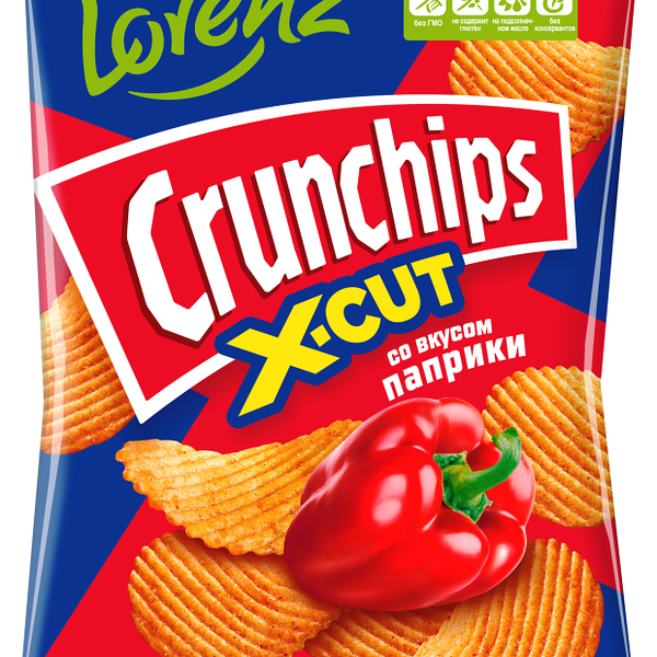 Чипсы Crunchips X-Cut картофельные рифленые со вкусом паприки, 70г