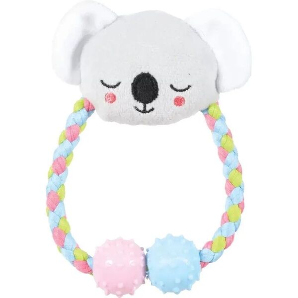 Игрушка с канатом и пищалкой для щенков и собак миниатюрных пород Коала, 10х3х15 см, 100 г