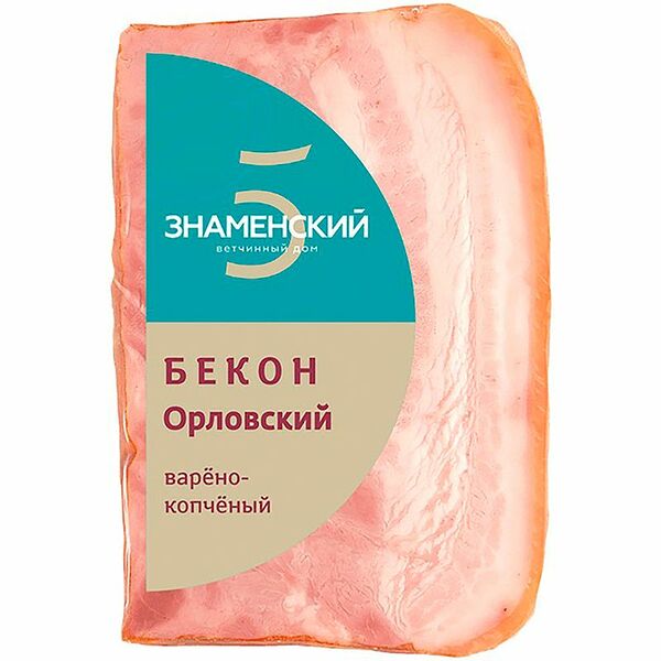 Бекон свиной Знаменский Орловский варёно-копчёный категория Г, 350г