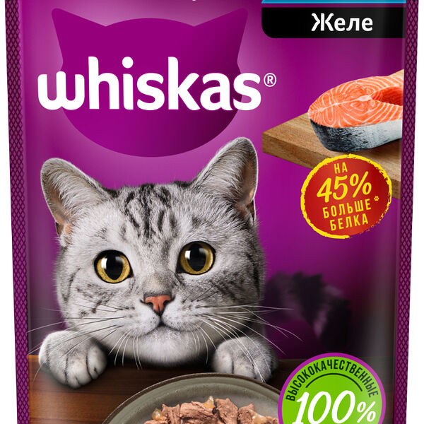 Влажный корм для кошек Whiskas «Рыбная коллекция» с лососем в желе 75г