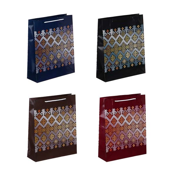 Ladecor пакет подарочный бумажный, 26x32x9 см, 4 дизайна, узоры