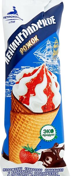 Рожок Ленинградское сливочный с клубничным наполнителем 100г