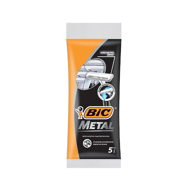 Бритва мужская одноразовая BIC Metal с одним лезвием, 5 шт.