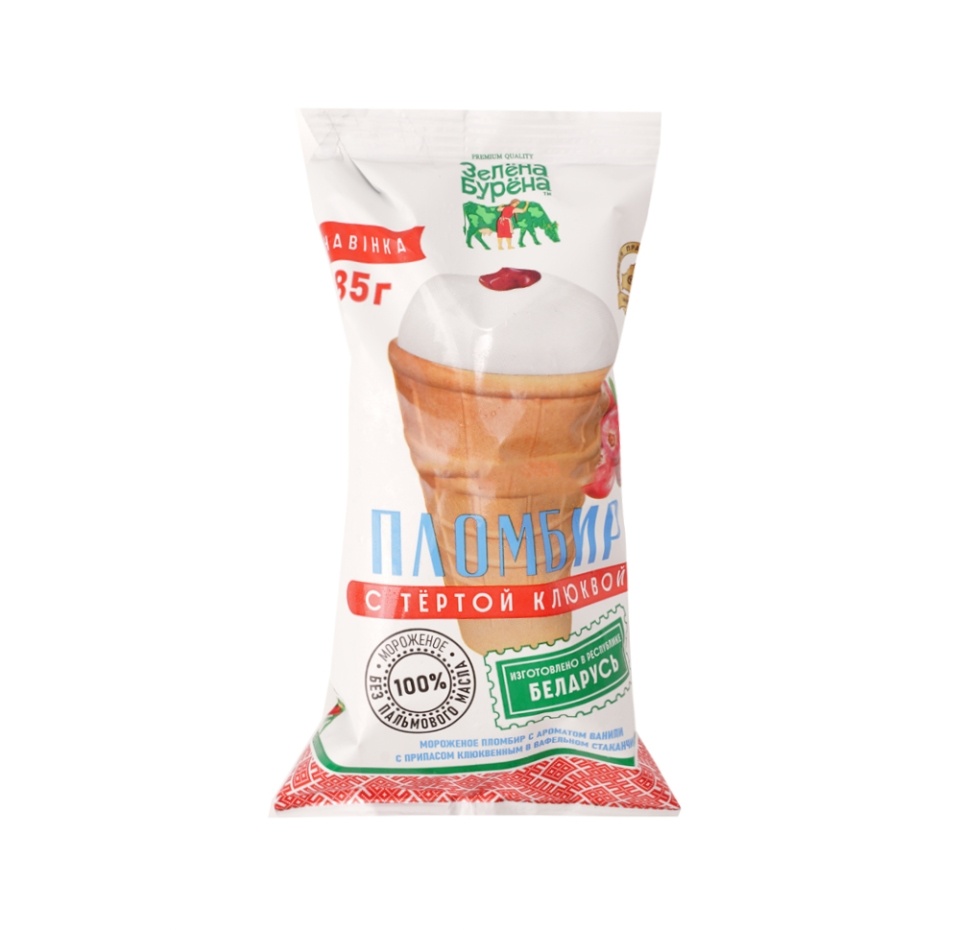 

Мороженое стаканчик Зелёна-Бурёна с ароматом ванили с клюквенным припасом 15% БЗМЖ 85 г
