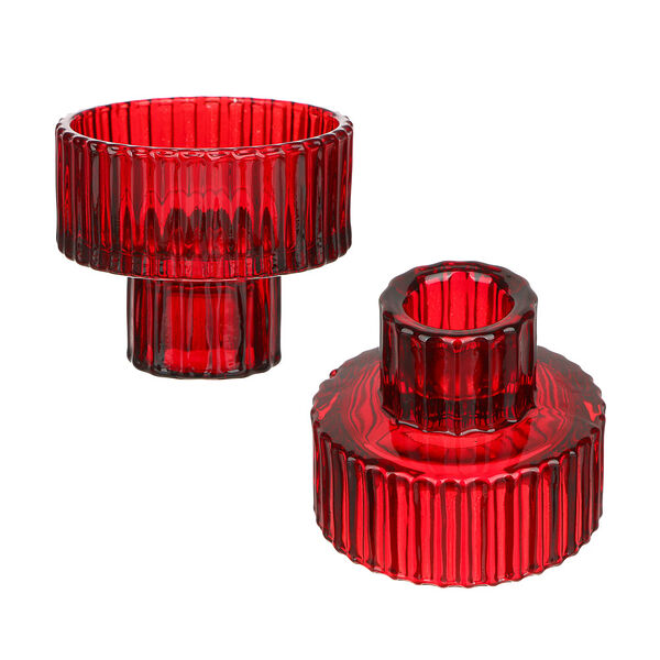 Подсвечник, 3,5х6,5х5,2см, стекло, цвет красный, арт.12 1 шт