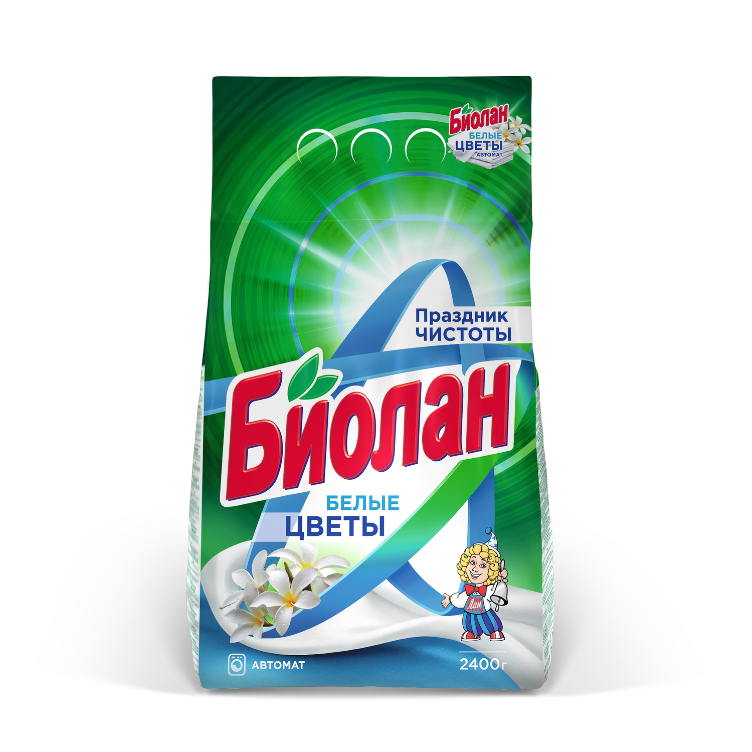 

Стиральный порошок Биолан Белые цветы, автомат, 2.4 кг