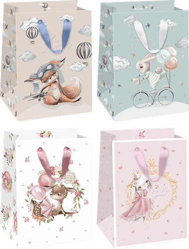 Пакет подарочный Kids 14х19х11см, с блестками, в ассортименте 